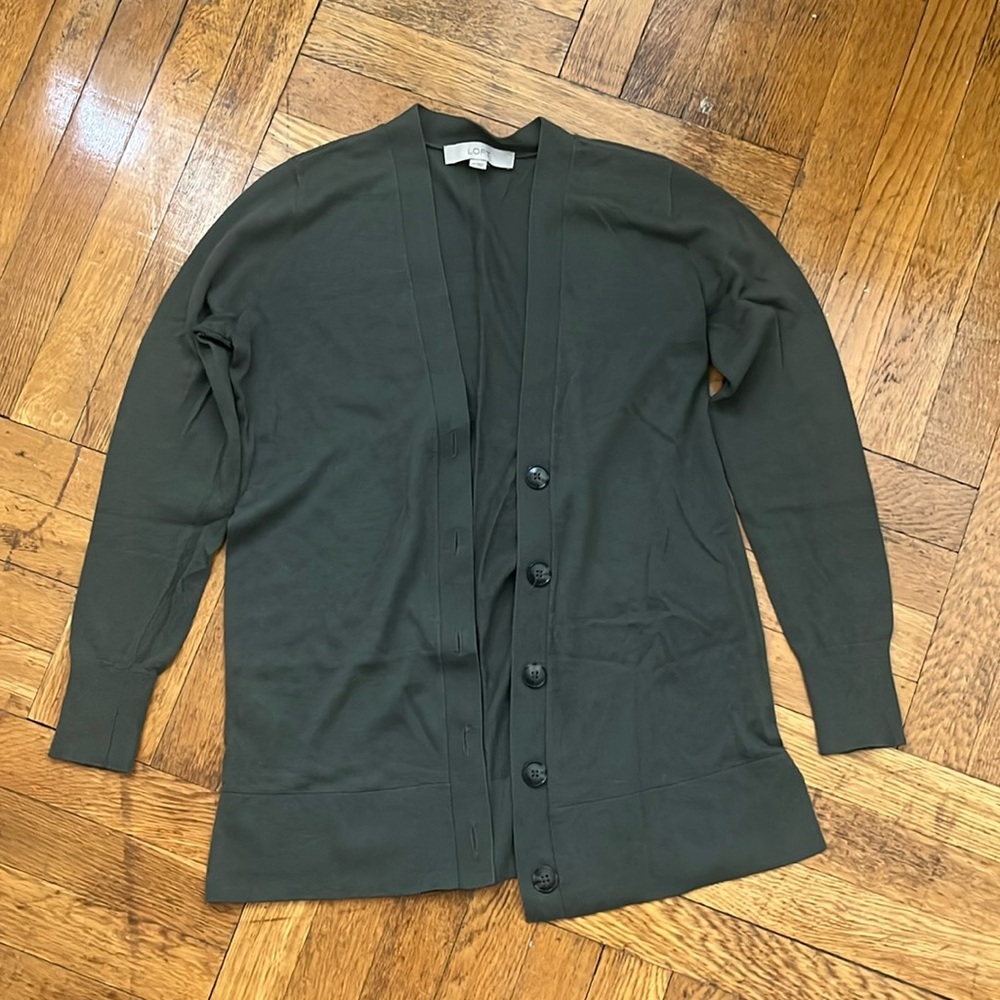 LOFT Boyfriend Sage Green Cardigan XS Extra Small